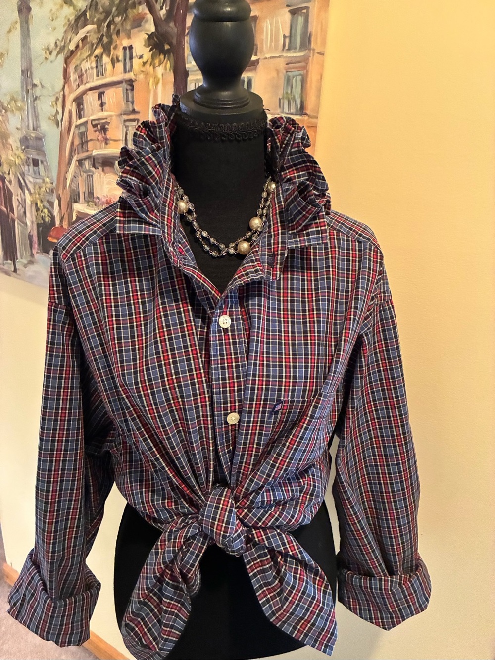 Polo by Ralph Lauren Red & Navy Plaid Tie-Front Button-Down Shirt